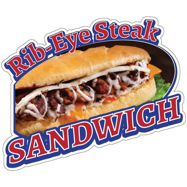 Rib-Eye Steak Sandwich Decal Concession Stand Food Truck Sticker, D-DC-24 Rib-Eye Steak Sandwich19, Signmission, Mfr#: D-DC-24 Rib-Eye Steak Sandwich19